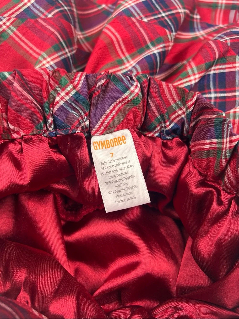 Gymboree Girls Red Tartan Plaid Ruffle Mini Skirt with Bow Size 7